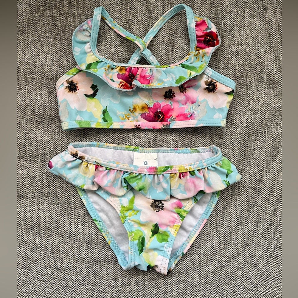 Snapper Rock two piece floral swimsuit, size 1-2 years.